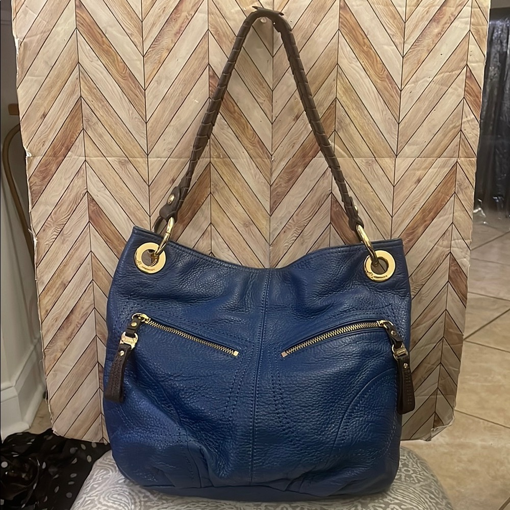B. Makowsky Blue Leather Shoulder Bag